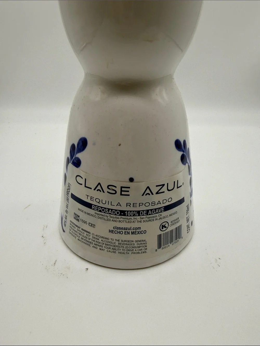 Clase Azul Reposado 750ml Tequila Empty Blue & White Bottle .